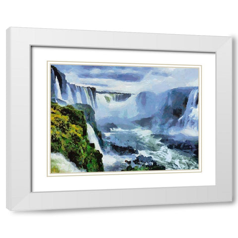 Iguazu Watterfalls VII White Modern Wood Framed Art Print with Double Matting by Medeiros, Celito