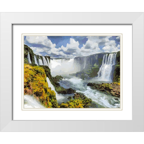 Iguazu Watterfalls X White Modern Wood Framed Art Print with Double Matting by Medeiros, Celito