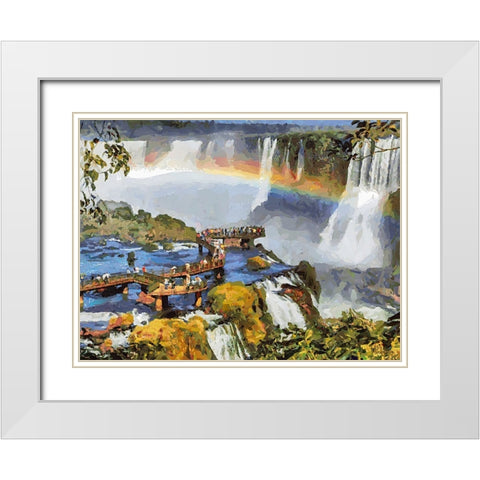 Iguazu Watterfalls XI White Modern Wood Framed Art Print with Double Matting by Medeiros, Celito