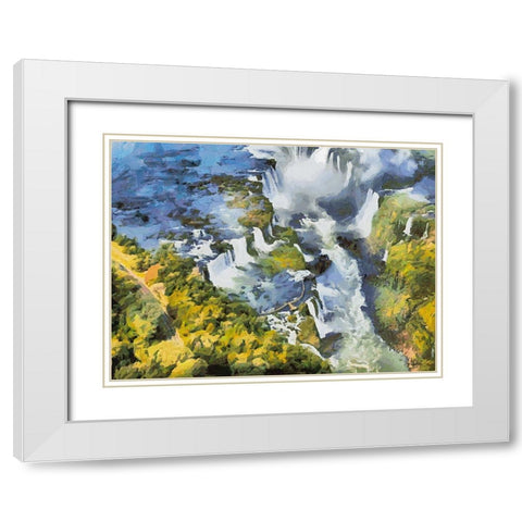 Iguazu Watterfalls XII White Modern Wood Framed Art Print with Double Matting by Medeiros, Celito