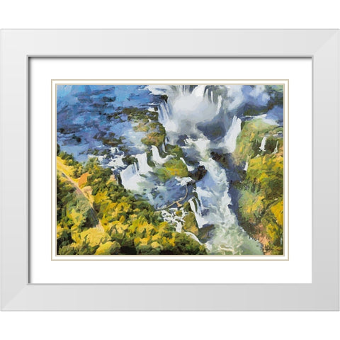 Iguazu Watterfalls XII White Modern Wood Framed Art Print with Double Matting by Medeiros, Celito