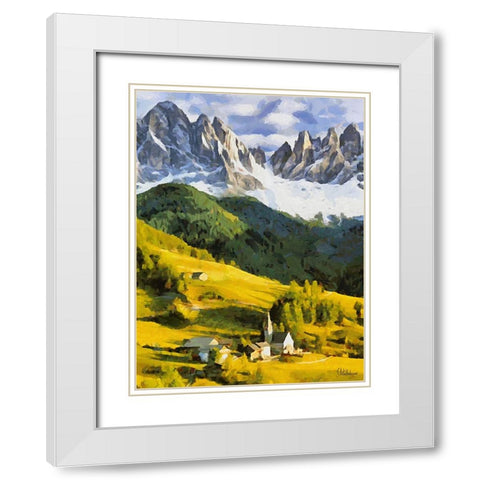 Dolomity Mountains White Modern Wood Framed Art Print with Double Matting by Medeiros, Celito