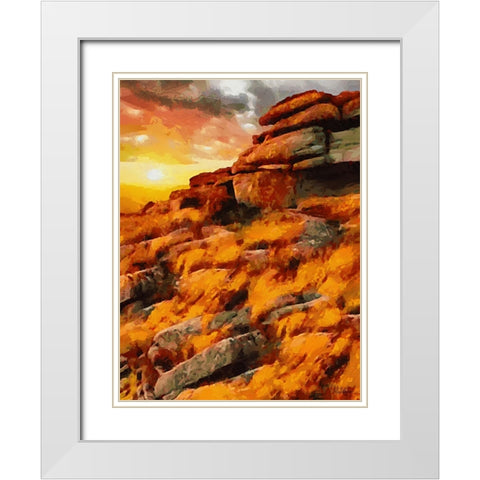 Sunset over the Rock White Modern Wood Framed Art Print with Double Matting by Medeiros, Celito