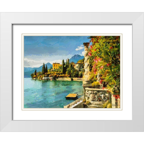 Bellagio on Lago di Como White Modern Wood Framed Art Print with Double Matting by Medeiros, Celito