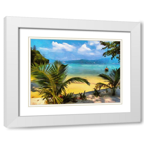 Tropical Coast I White Modern Wood Framed Art Print with Double Matting by Medeiros, Celito