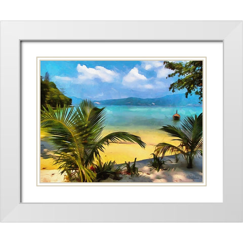 Tropical Coast I White Modern Wood Framed Art Print with Double Matting by Medeiros, Celito