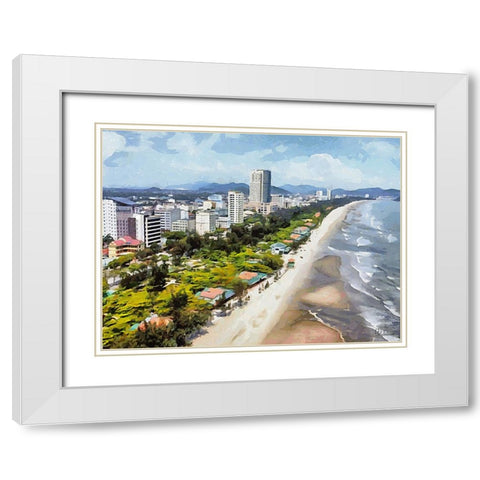 Tropical Coast IV White Modern Wood Framed Art Print with Double Matting by Medeiros, Celito