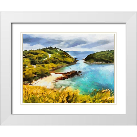 Tropical Coast VIII White Modern Wood Framed Art Print with Double Matting by Medeiros, Celito