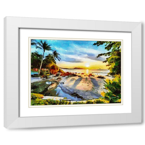 Tropical Coast IX White Modern Wood Framed Art Print with Double Matting by Medeiros, Celito