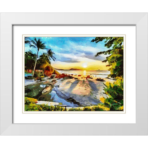 Tropical Coast IX White Modern Wood Framed Art Print with Double Matting by Medeiros, Celito