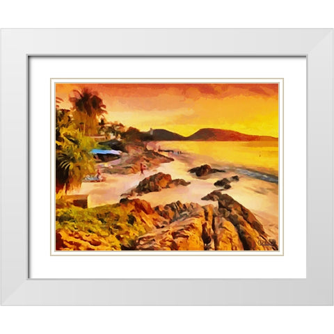 Tropical Coast XII White Modern Wood Framed Art Print with Double Matting by Medeiros, Celito