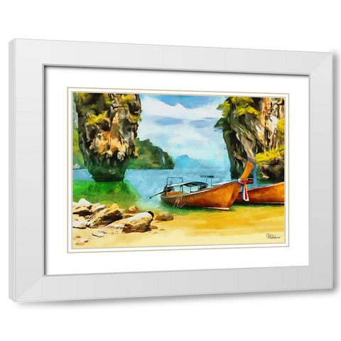 Tropical Coast XVI White Modern Wood Framed Art Print with Double Matting by Medeiros, Celito