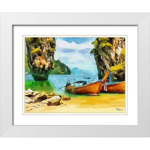 Tropical Coast XVI White Modern Wood Framed Art Print with Double Matting by Medeiros, Celito