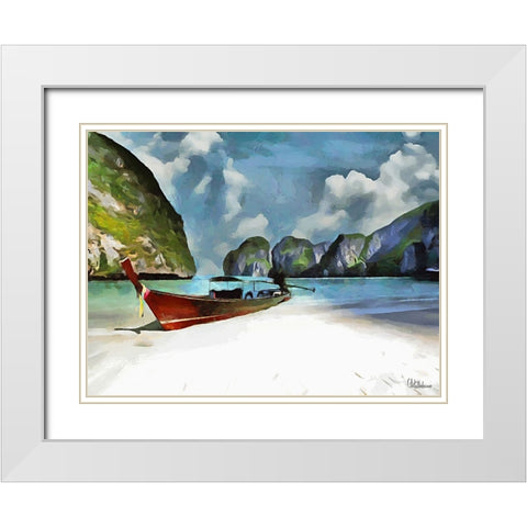 Tropical Coast XVII White Modern Wood Framed Art Print with Double Matting by Medeiros, Celito