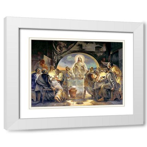 Last Supper White Modern Wood Framed Art Print with Double Matting by Medeiros, Celito