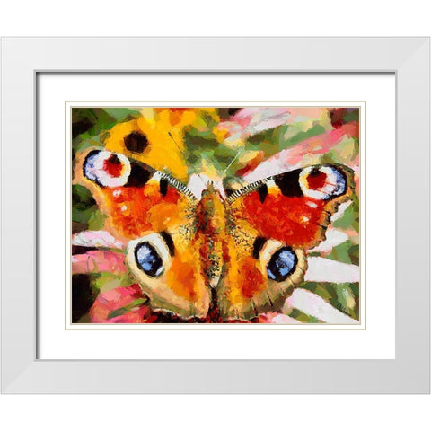 Butterfly Wings VII White Modern Wood Framed Art Print with Double Matting by Medeiros, Celito