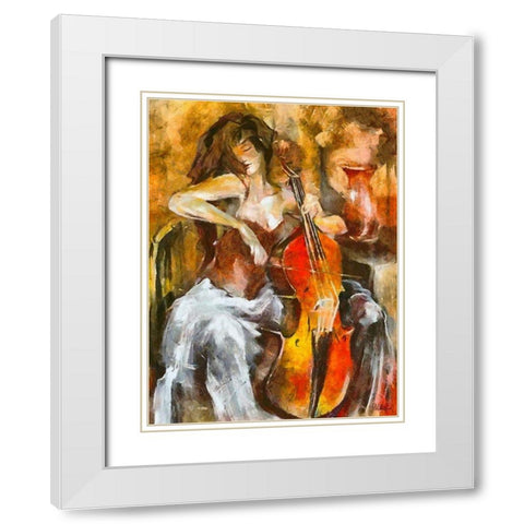 The Music White Modern Wood Framed Art Print with Double Matting by Medeiros, Celito