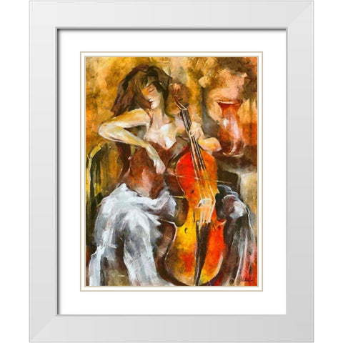 The Music White Modern Wood Framed Art Print with Double Matting by Medeiros, Celito