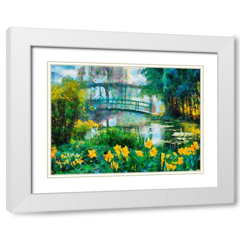 Bridge over the Lake White Modern Wood Framed Art Print with Double Matting by Medeiros, Celito