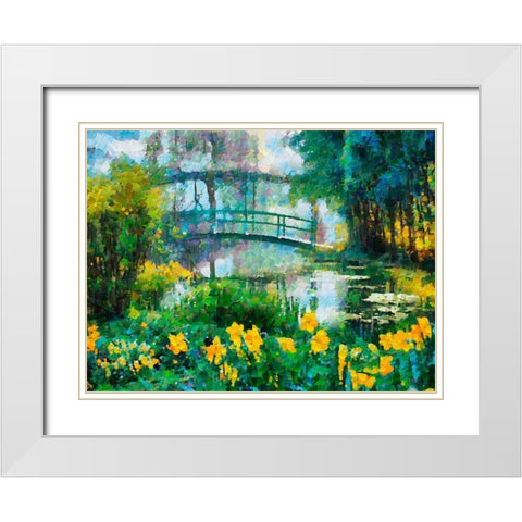 Bridge over the Lake White Modern Wood Framed Art Print with Double Matting by Medeiros, Celito