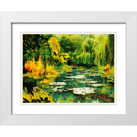 Green Lake White Modern Wood Framed Art Print with Double Matting by Medeiros, Celito