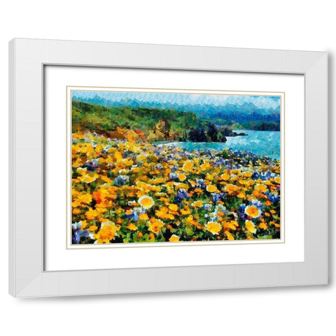 Yellow Meadow White Modern Wood Framed Art Print with Double Matting by Medeiros, Celito