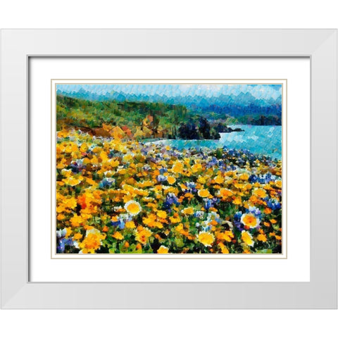 Yellow Meadow White Modern Wood Framed Art Print with Double Matting by Medeiros, Celito