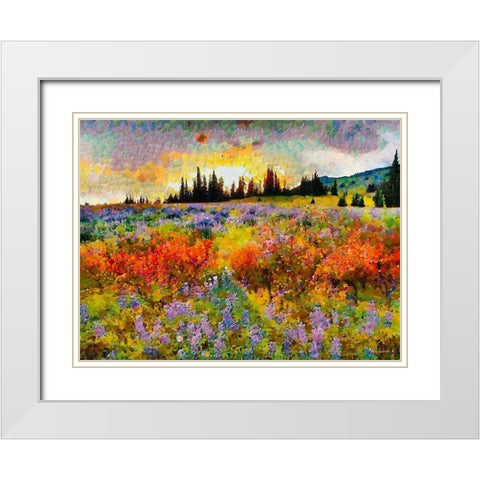 Sunset over the Meadow White Modern Wood Framed Art Print with Double Matting by Medeiros, Celito