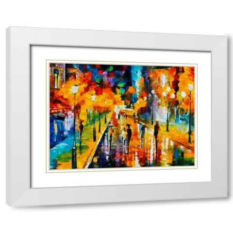 Colorfull Street I White Modern Wood Framed Art Print with Double Matting by Medeiros, Celito