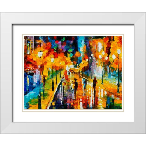 Colorfull Street I White Modern Wood Framed Art Print with Double Matting by Medeiros, Celito