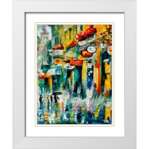 Colorfull Street II White Modern Wood Framed Art Print with Double Matting by Medeiros, Celito