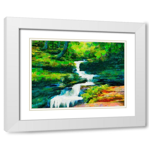 Watterfall White Modern Wood Framed Art Print with Double Matting by Medeiros, Celito