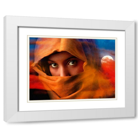 Muslim Girls Eyes White Modern Wood Framed Art Print with Double Matting by Medeiros, Celito