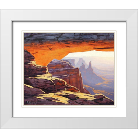 Arches Sunrise Utah White Modern Wood Framed Art Print with Double Matting by Gercken, Graham