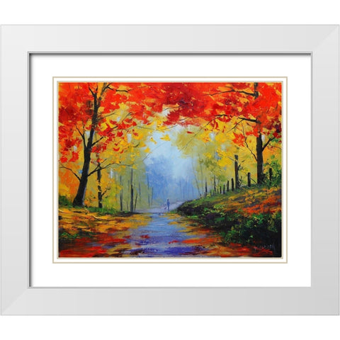 Autumn Impression White Modern Wood Framed Art Print with Double Matting by Gercken, Graham