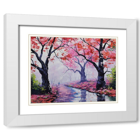 Blossom Tree Reflection White Modern Wood Framed Art Print with Double Matting by Gercken, Graham