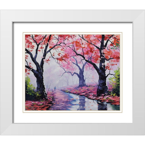 Blossom Tree Reflection White Modern Wood Framed Art Print with Double Matting by Gercken, Graham