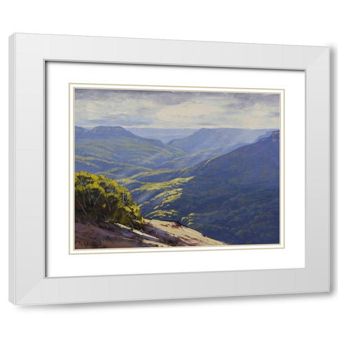 Blue Mountains White Modern Wood Framed Art Print with Double Matting by Gercken, Graham