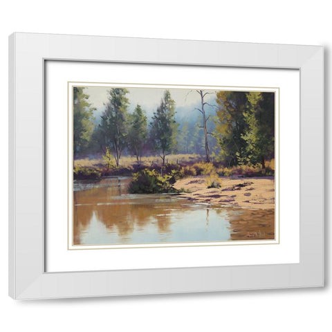 Cox River Reflections White Modern Wood Framed Art Print with Double Matting by Gercken, Graham