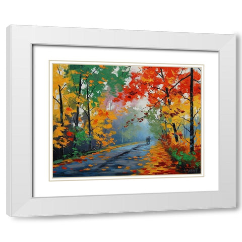 Autumn Walk White Modern Wood Framed Art Print with Double Matting by Gercken, Graham