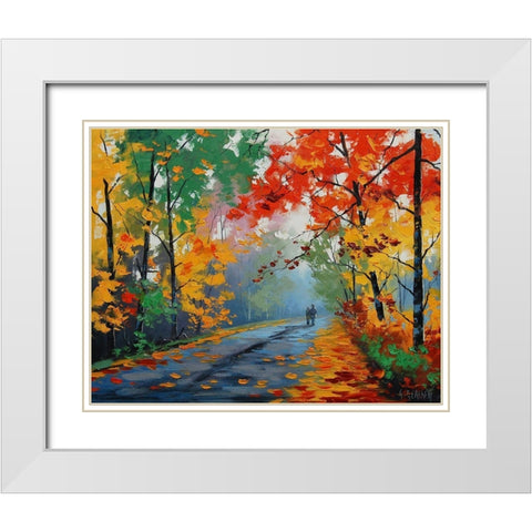 Autumn Walk White Modern Wood Framed Art Print with Double Matting by Gercken, Graham