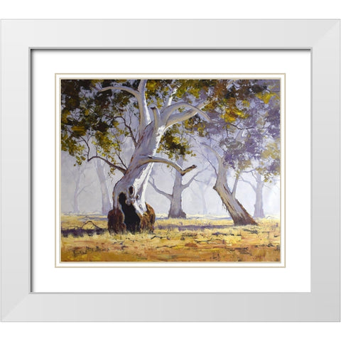Gum Tree White Modern Wood Framed Art Print with Double Matting by Gercken, Graham