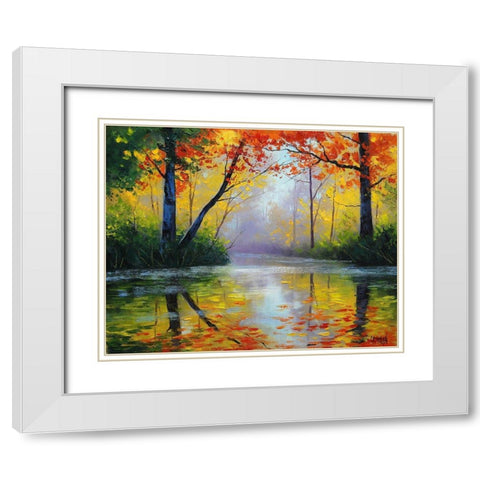 Golden River White Modern Wood Framed Art Print with Double Matting by Gercken, Graham