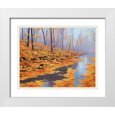 Golden Autumn White Modern Wood Framed Art Print with Double Matting by Gercken, Graham