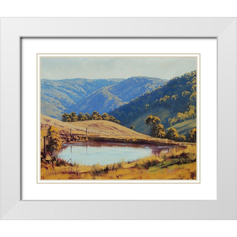 Farm Dam Hampton White Modern Wood Framed Art Print with Double Matting by Gercken, Graham