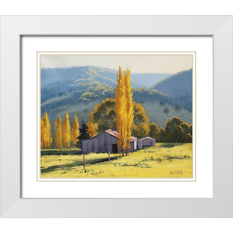 Farm Barn White Modern Wood Framed Art Print with Double Matting by Gercken, Graham