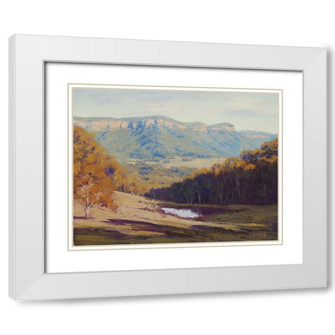 Megalong Valley Dam White Modern Wood Framed Art Print with Double Matting by Gercken, Graham