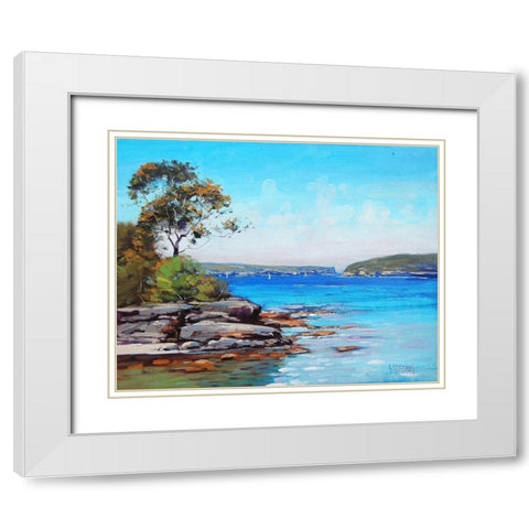 Sydney Harbour Beach White Modern Wood Framed Art Print with Double Matting by Gercken, Graham