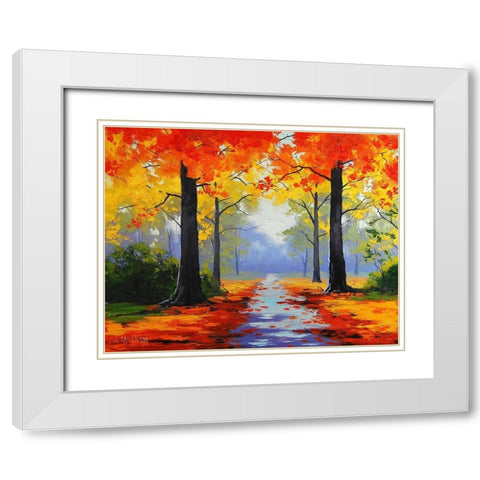 Vivid Autumn Colours White Modern Wood Framed Art Print with Double Matting by Gercken, Graham