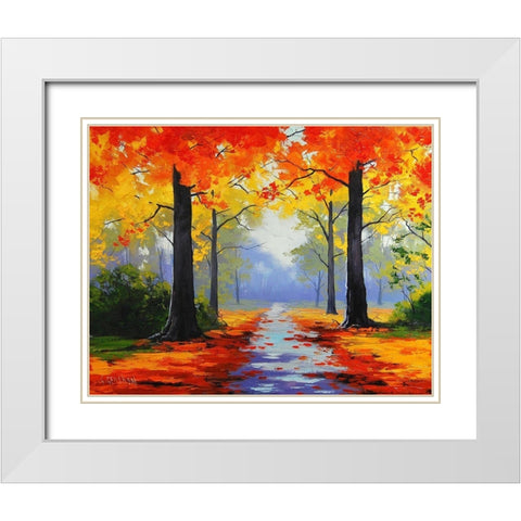 Vivid Autumn Colours White Modern Wood Framed Art Print with Double Matting by Gercken, Graham